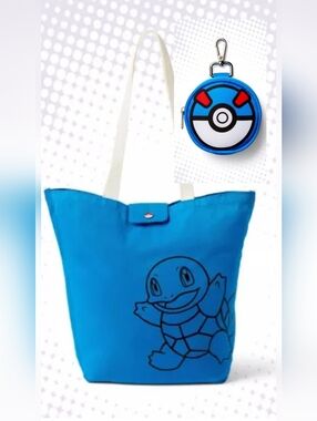 NWT Pokemon X Target Reuseable Tote Bag & Poke Ball Bag Charm Set